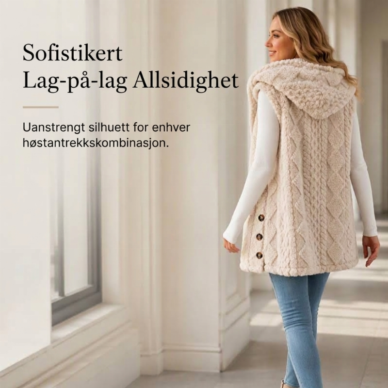 🤍 50% RABATT | Koselig Fleece Vest Med Hette – Perfekt For Kalde Dager