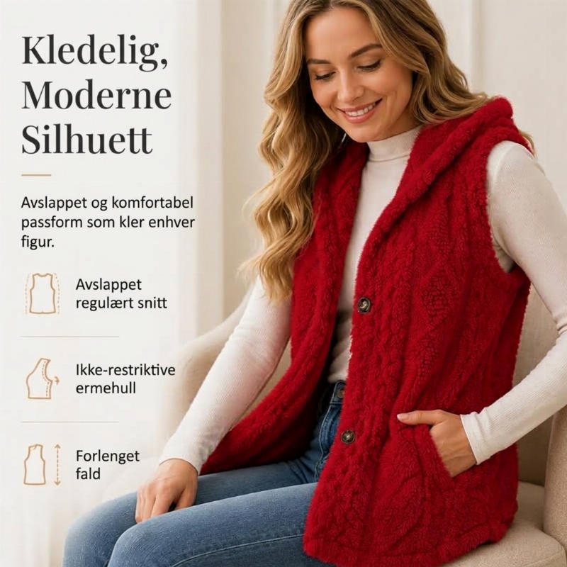 🤍 50% RABATT | Koselig Fleece Vest Med Hette – Perfekt For Kalde Dager