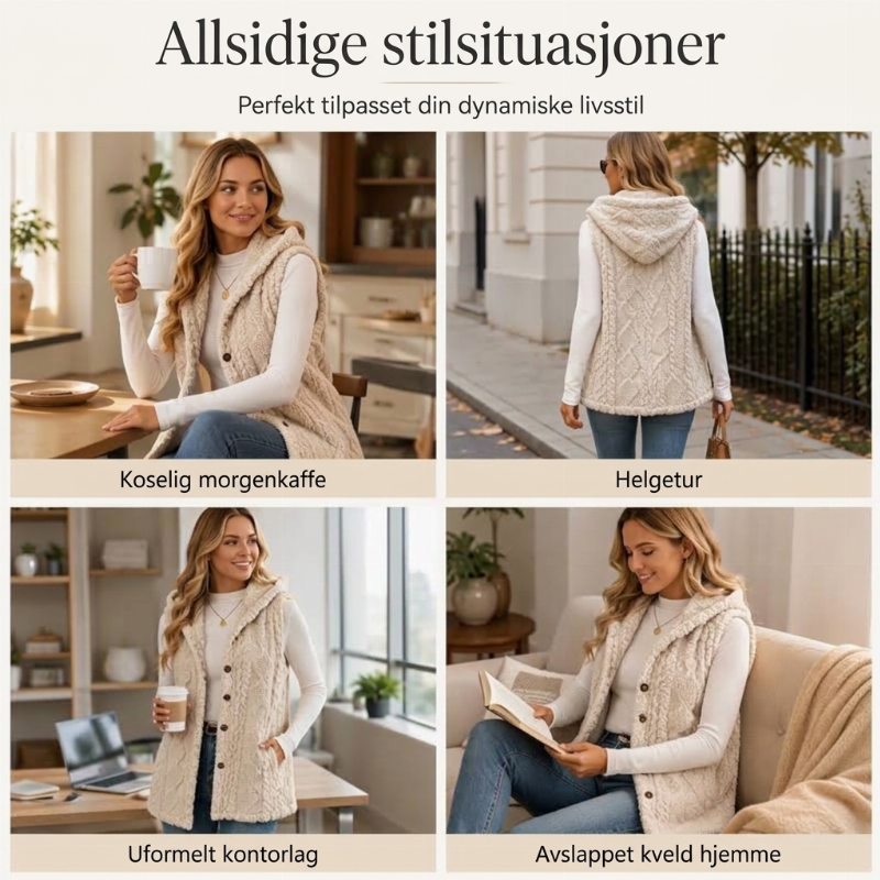 🤍 50% RABATT | Koselig Fleece Vest Med Hette – Perfekt For Kalde Dager