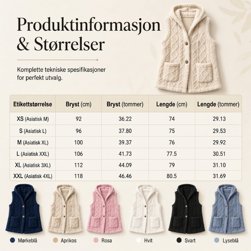 🤍 50% RABATT | Koselig Fleece Vest Med Hette – Perfekt For Kalde Dager
