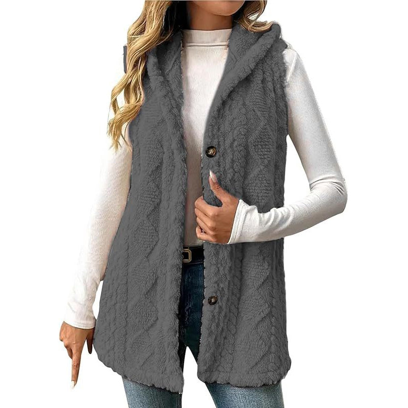 🤍 50% RABATT | Koselig Fleece Vest Med Hette – Perfekt For Kalde Dager