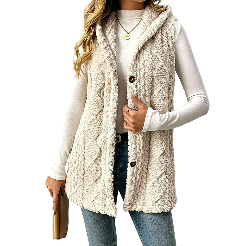🤍 50% RABATT | Koselig Fleece Vest Med Hette – Perfekt For Kalde Dager