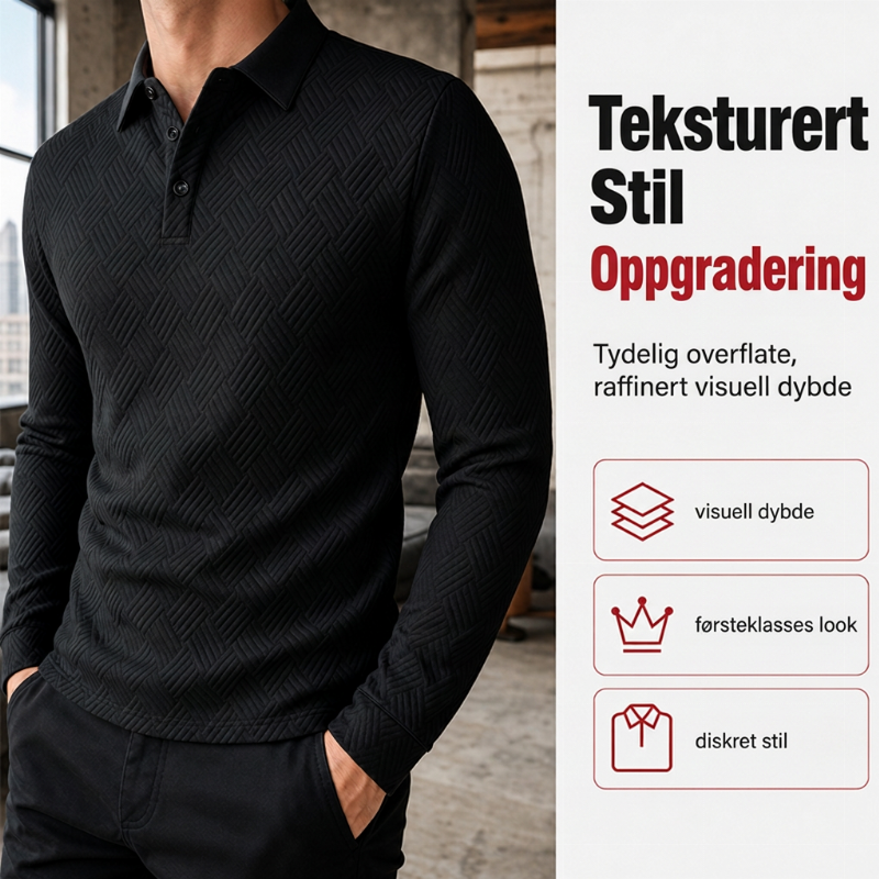 Teksturert langermet lett genser for menn