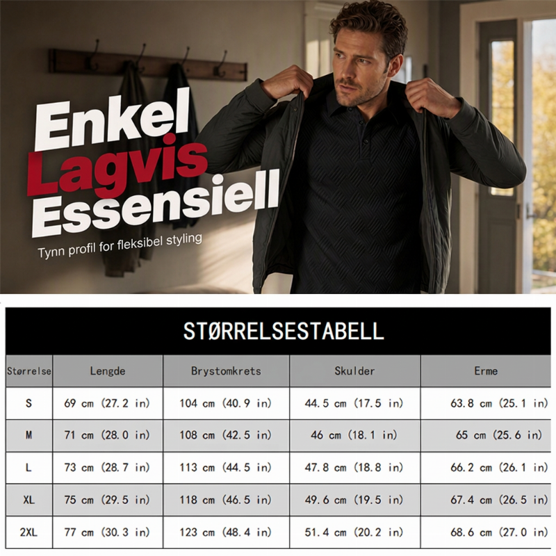 Teksturert langermet lett genser for menn