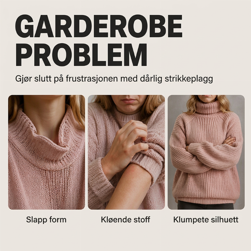 Dame koselig strikket kjole med rullekrage