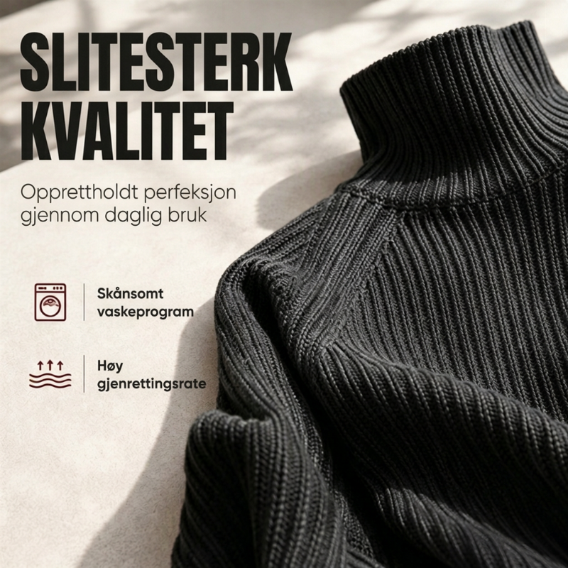 Dame koselig strikket kjole med rullekrage