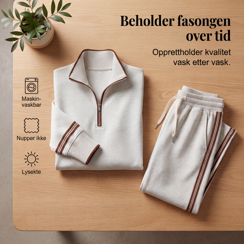 🔥 50% RABATT | 2-delt loungesett for dame – Halv glidelås & vide bukser