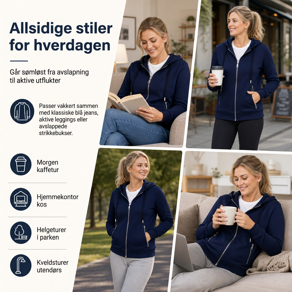 🔥 50% RABATT 👚| Premium hettejakke for dame – Hel glidelås & sikre glidelåslommer
