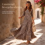🔥 50% RABATT🐆 | Leopardmønstret Maxikjole for Dame – Avslappet A-linje & Lange Ermer