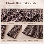 🔥 50% RABATT🐆 | Leopardmønstret Maxikjole for Dame – Avslappet A-linje & Lange Ermer