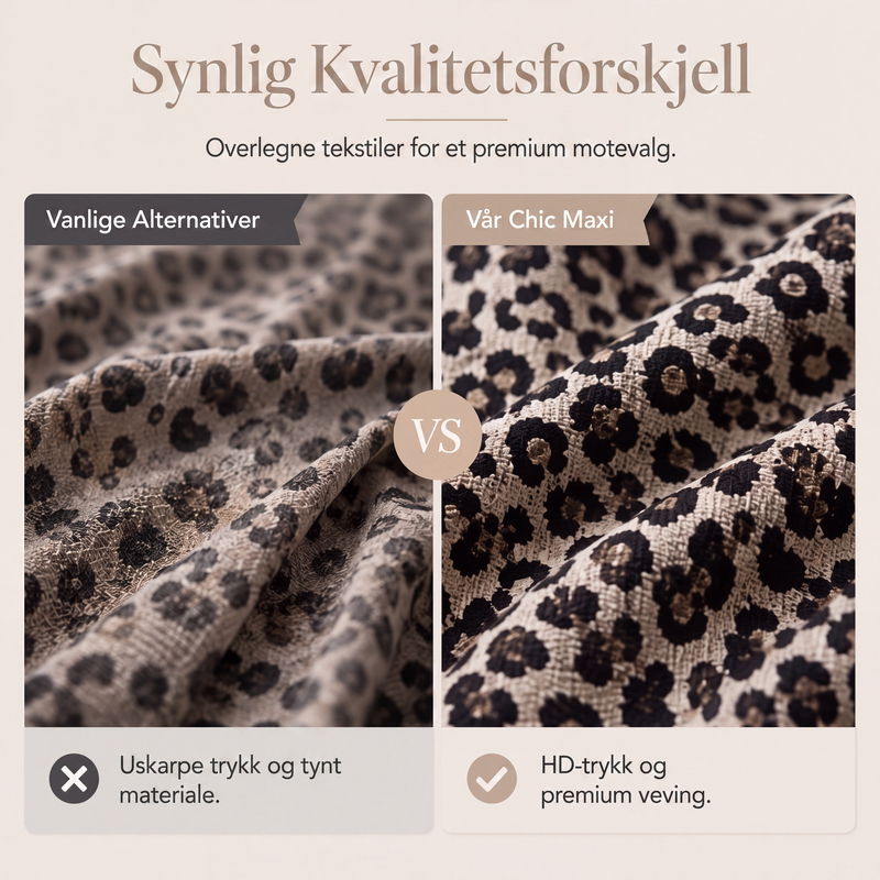 🔥 50% RABATT🐆 | Leopardmønstret Maxikjole for Dame – Avslappet A-linje & Lange Ermer