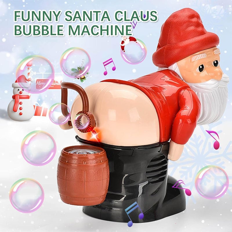 🎅 50% RABATT | Morsom nisse-boblemaskin – Bobler, musikk & lys til jul