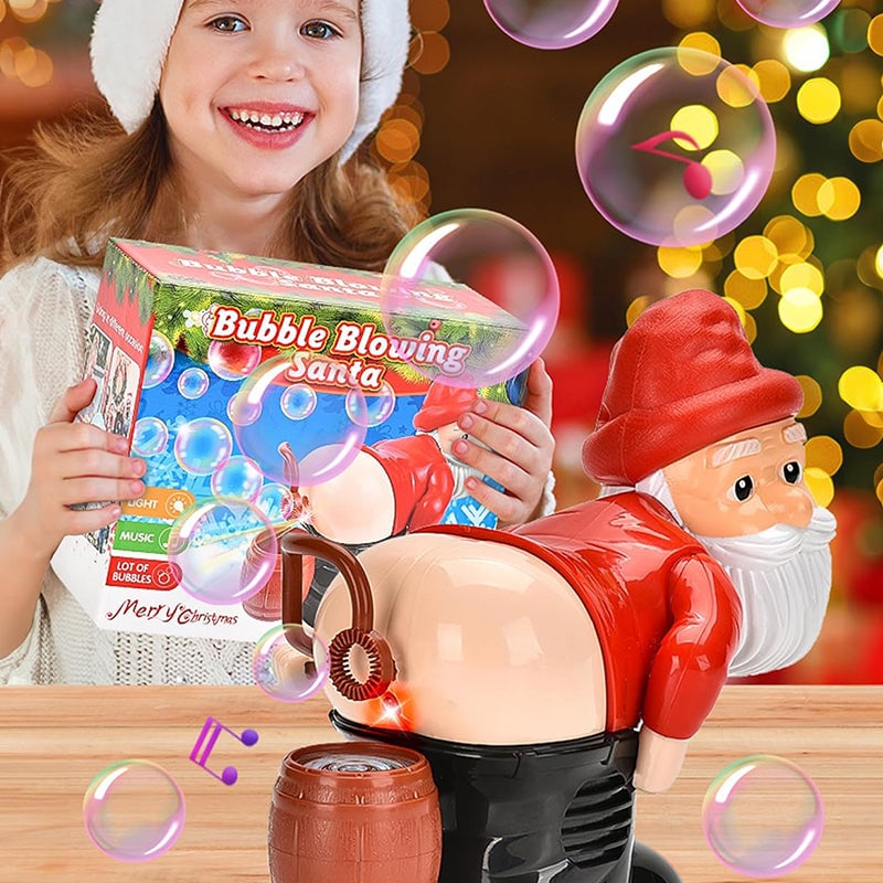 🎅 50% RABATT | Morsom nisse-boblemaskin – Bobler, musikk & lys til jul