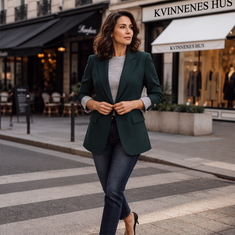 🔥 50% RABATT | Elegant blazer med stripete oppbrettsmansjetter