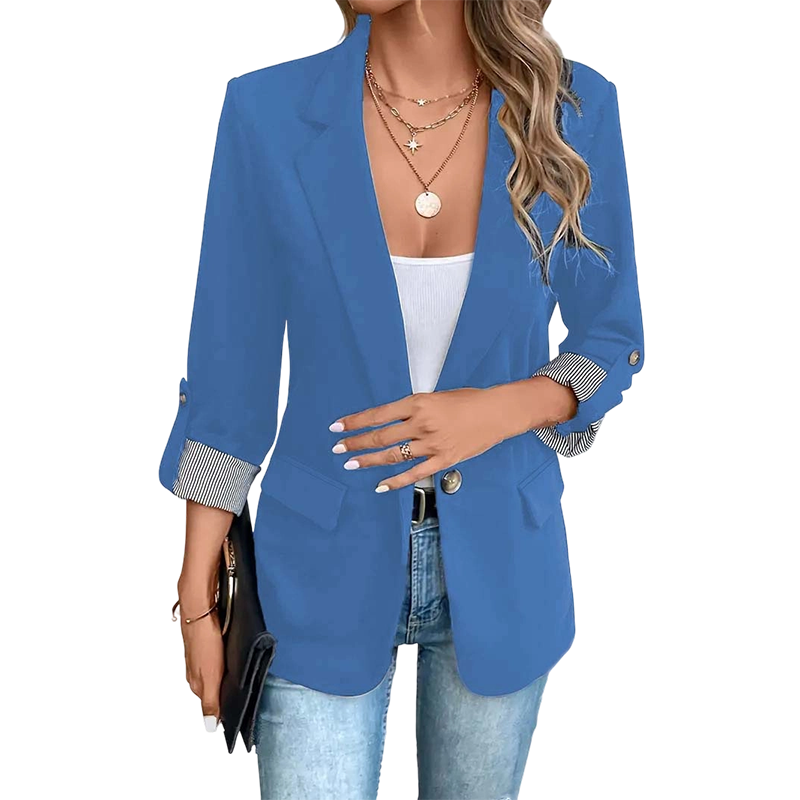 🔥 50% RABATT | Elegant blazer med stripete oppbrettsmansjetter