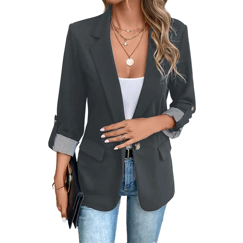 🔥 50% RABATT | Elegant blazer med stripete oppbrettsmansjetter