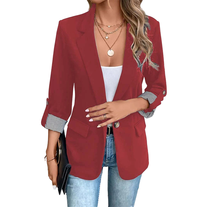 🔥 50% RABATT | Elegant blazer med stripete oppbrettsmansjetter