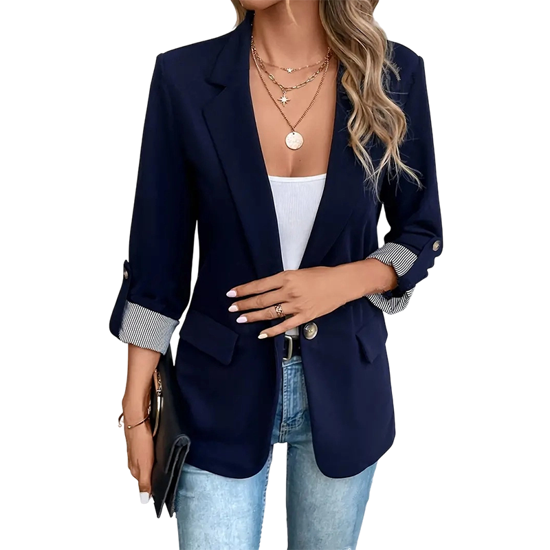 🔥 50% RABATT | Elegant blazer med stripete oppbrettsmansjetter