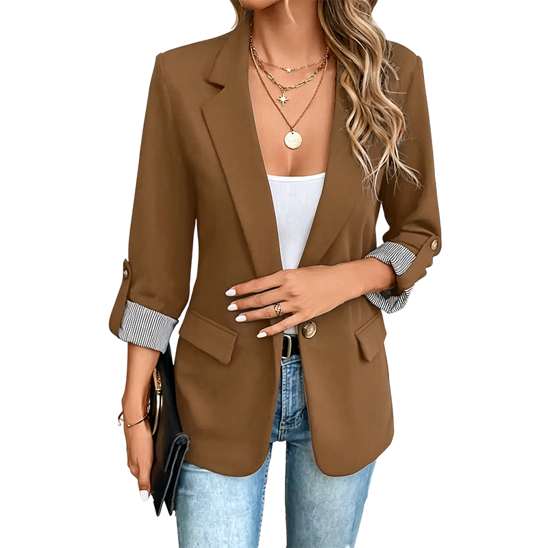 🔥 50% RABATT | Elegant blazer med stripete oppbrettsmansjetter