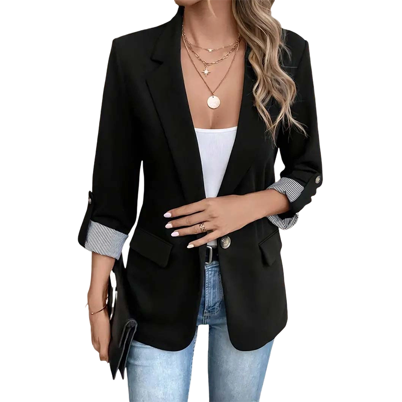 🔥 50% RABATT | Elegant blazer med stripete oppbrettsmansjetter