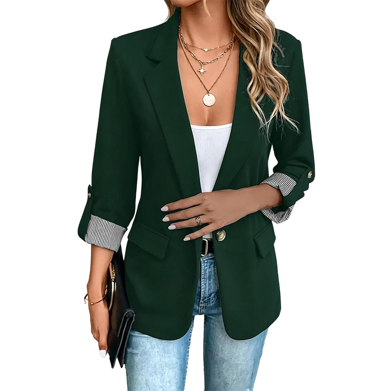 🔥 50% RABATT | Elegant blazer med stripete oppbrettsmansjetter