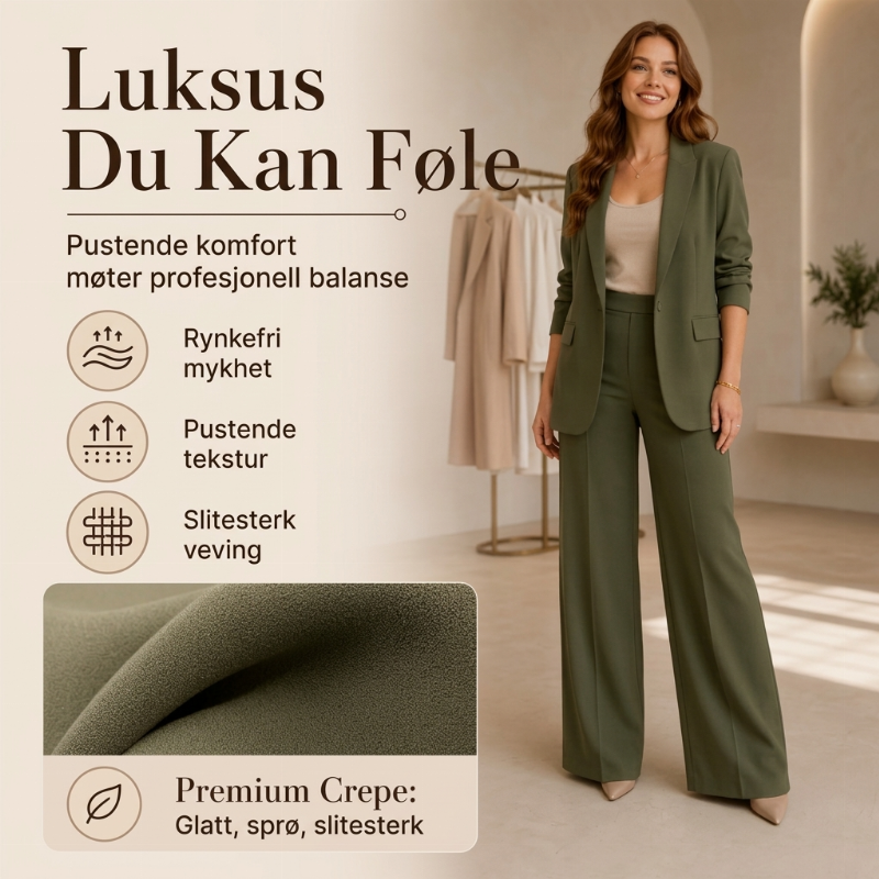 🔥 50% RABATT | Elegant blazer- og buksesett med sjalskrage