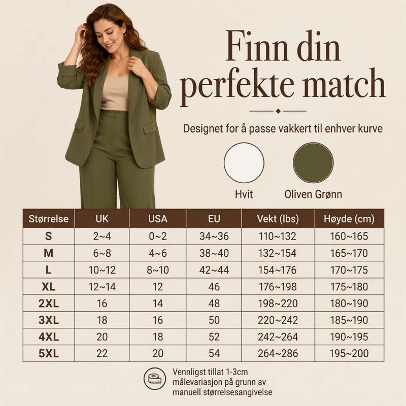 🔥 50% RABATT | Elegant blazer- og buksesett med sjalskrage