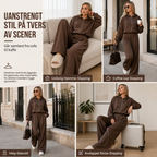 🔥 50% RABATT | Mykt 2-delt loungesett med hette og vide bukser