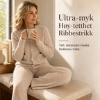 🔥 50% RABATT | Mykt strikket 2-delt sett med kardigan og vide bukser