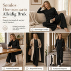 🔥 50% RABATT | Mykt strikket 2-delt sett med kardigan og vide bukser
