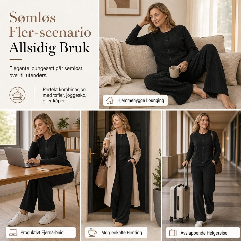 🔥 50% RABATT | Mykt strikket 2-delt sett med kardigan og vide bukser