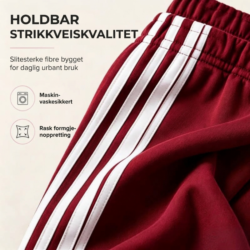 🔥 50% RABATT | Vide joggebukser med sidestriper og høy midje