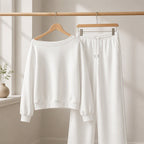 🔥 50% RABATT | Elegant 2-delt sett med off-shoulder topp & vide bukser