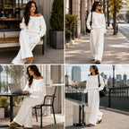 🔥 50% RABATT | Elegant 2-delt sett med off-shoulder topp & vide bukser