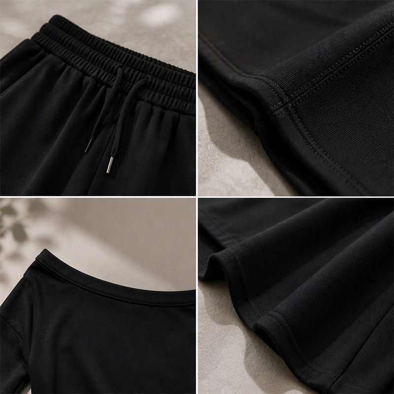 🔥 50% RABATT | Elegant 2-delt sett med off-shoulder topp & vide bukser