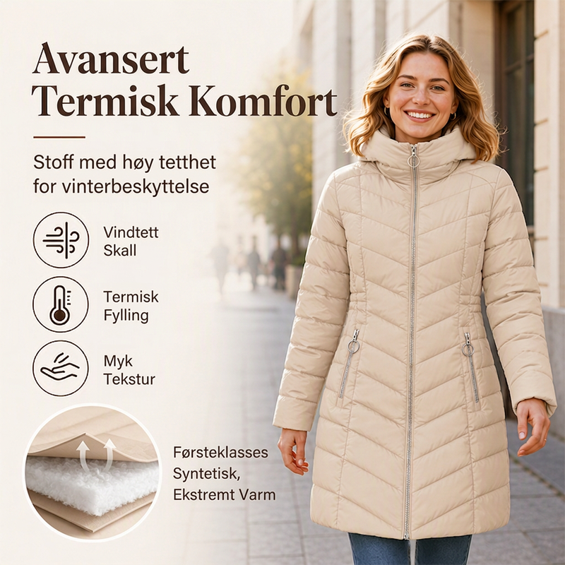 🔥 50% RABATT | Figursydd isolert vinterkåpe med hette – varm & vindtett
