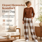 🔥 50% RABATT | Mykt 2-delt loungesett med rund hals & vide bukser