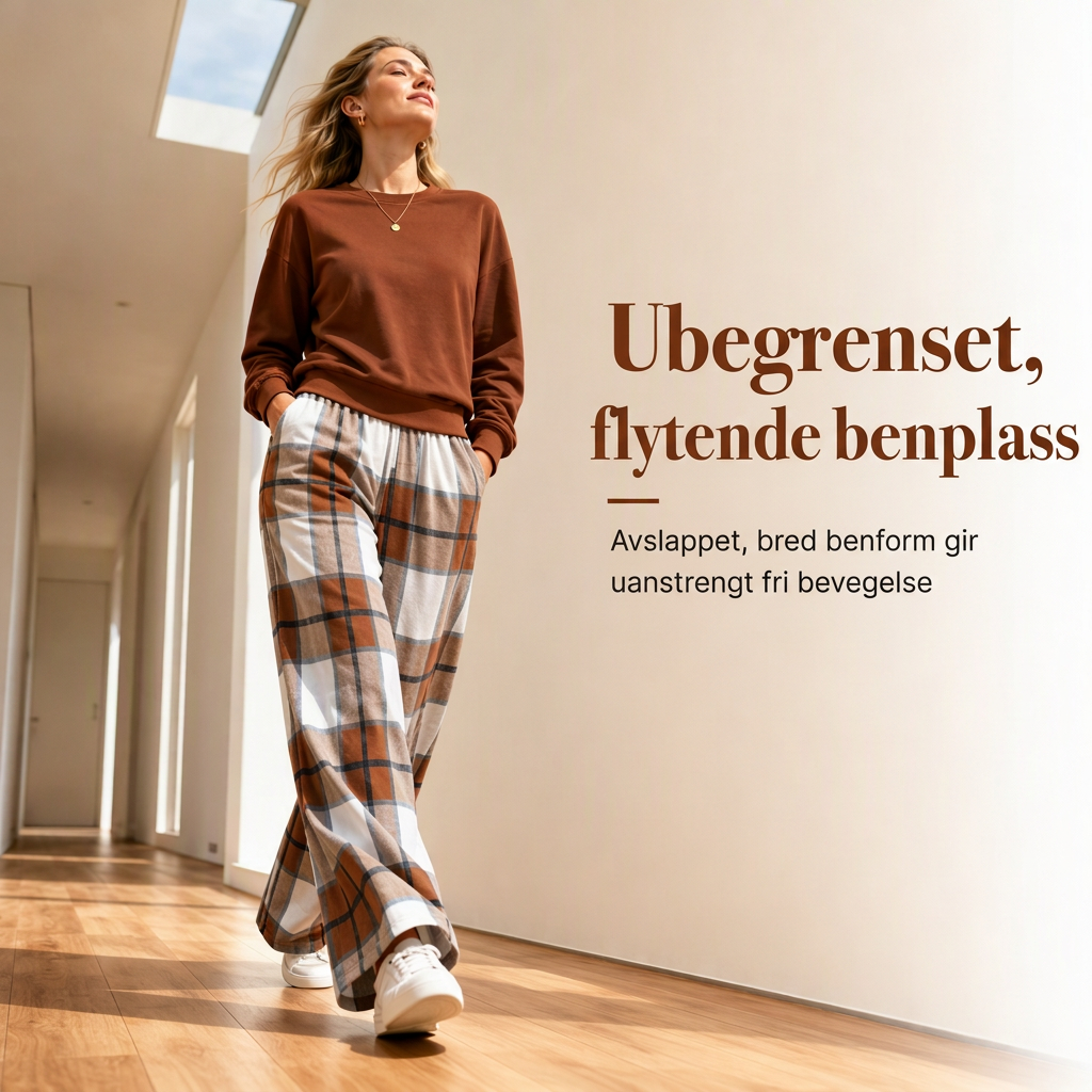 🔥 50% RABATT | Mykt 2-delt loungesett med rund hals & vide bukser