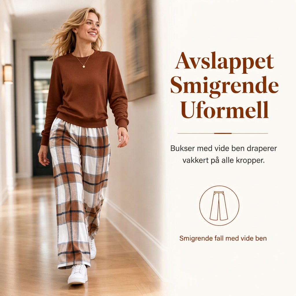 🔥 50% RABATT | Mykt 2-delt loungesett med rund hals & vide bukser