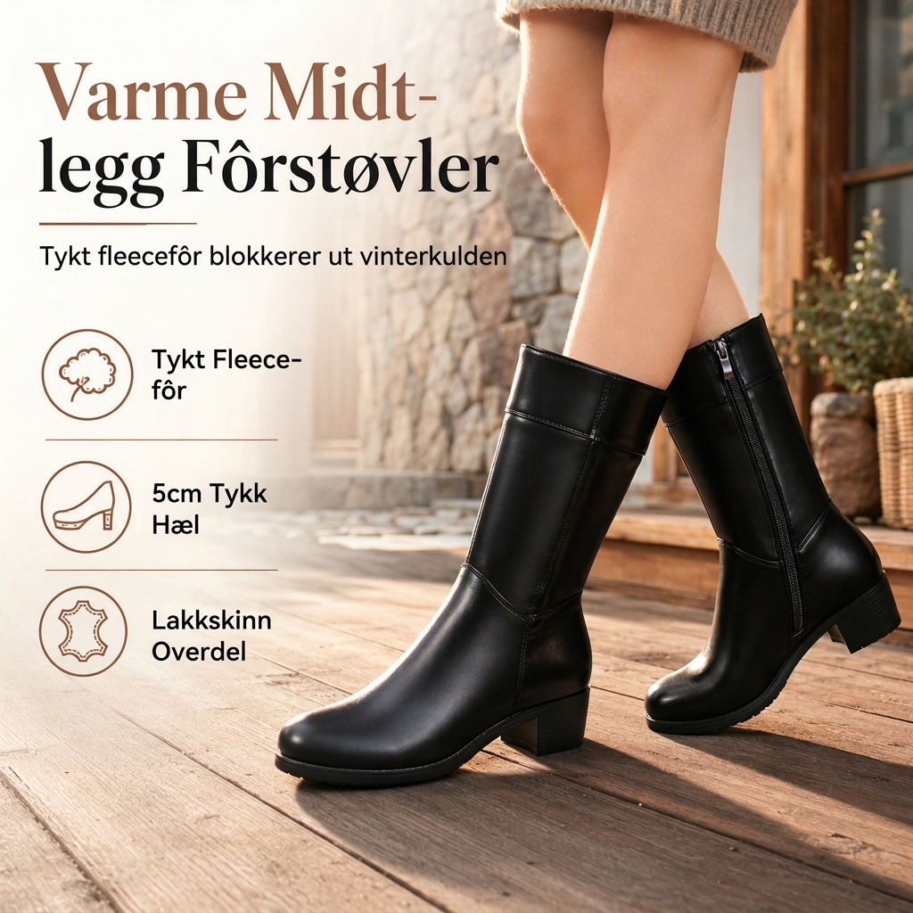 🔥 50% RABATT | Fleecefôrede vinterstøvler med blokkhæl – varme & elegante