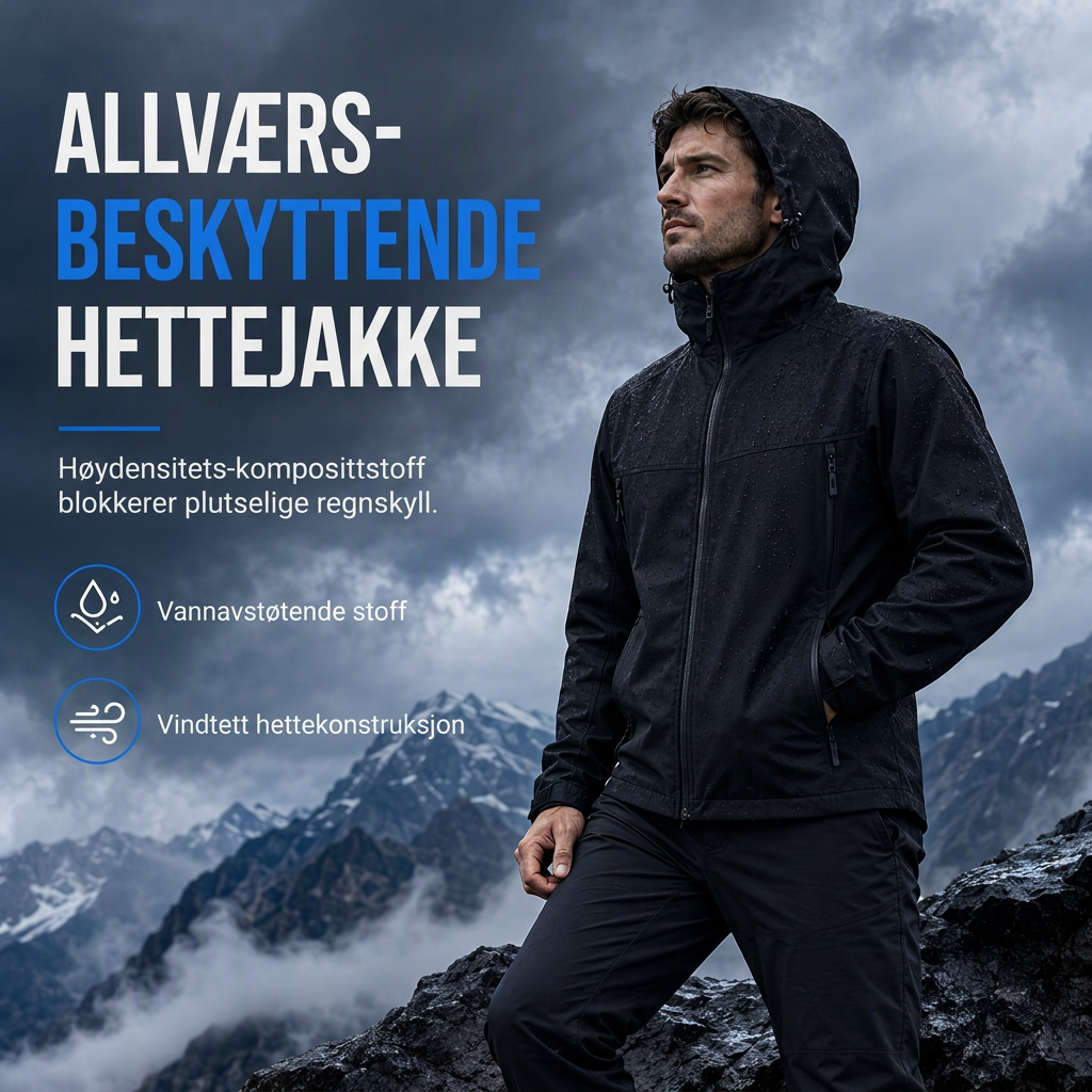 🔥 50% RABATT | Unisex softshelljakke med hette – vannavstøtende & pustende