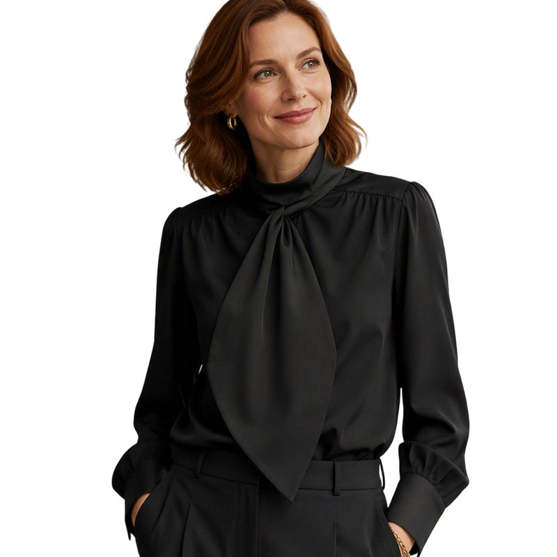 🔥 50% RABATT | Elegant bluse med knytehals & lange ermer