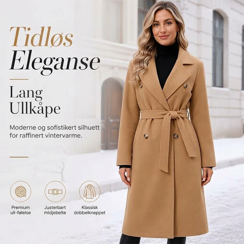 🔥 50% RABATT | Elegant lang trenchcoat med belte – dobbeltspent & tidløs