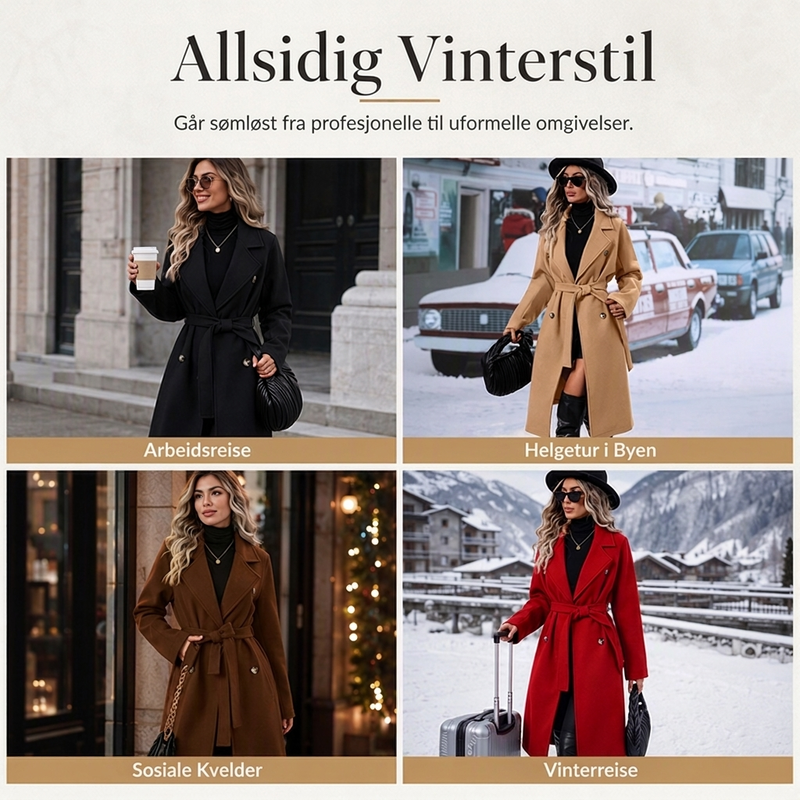 🔥 50% RABATT | Elegant lang trenchcoat med belte – dobbeltspent & tidløs