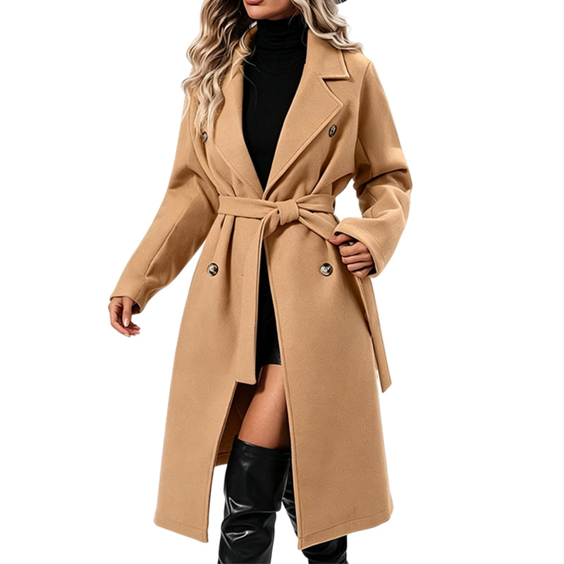 🔥 50% RABATT | Elegant lang trenchcoat med belte – dobbeltspent & tidløs