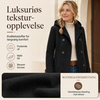 Dobbeltknapp hettefrakk i ull til dame
