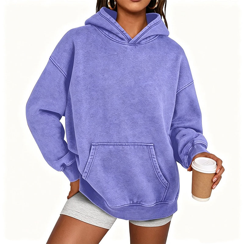 🧥 50% RABATT – Unisex oversized acid wash-hettegenser | Avslappet vintage hoodie med romslig passform