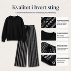 🖤 50% RABATT | Avslappet 2-delt damesett – rund hals & mønstrede bukser med vide ben