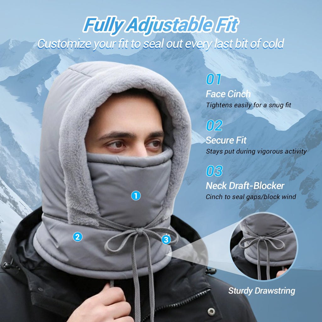 ❄️ 50% RABATT | 3-i-1 varmfôret vinterbalaklava – hette, ansiktsdeksel & halsvarmer