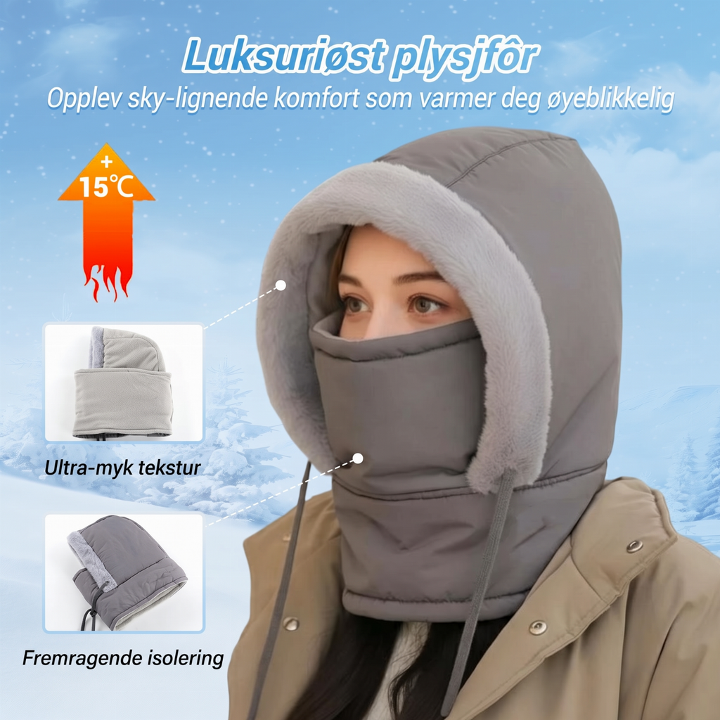 ❄️ 50% RABATT | 3-i-1 varmfôret vinterbalaklava – hette, ansiktsdeksel & halsvarmer